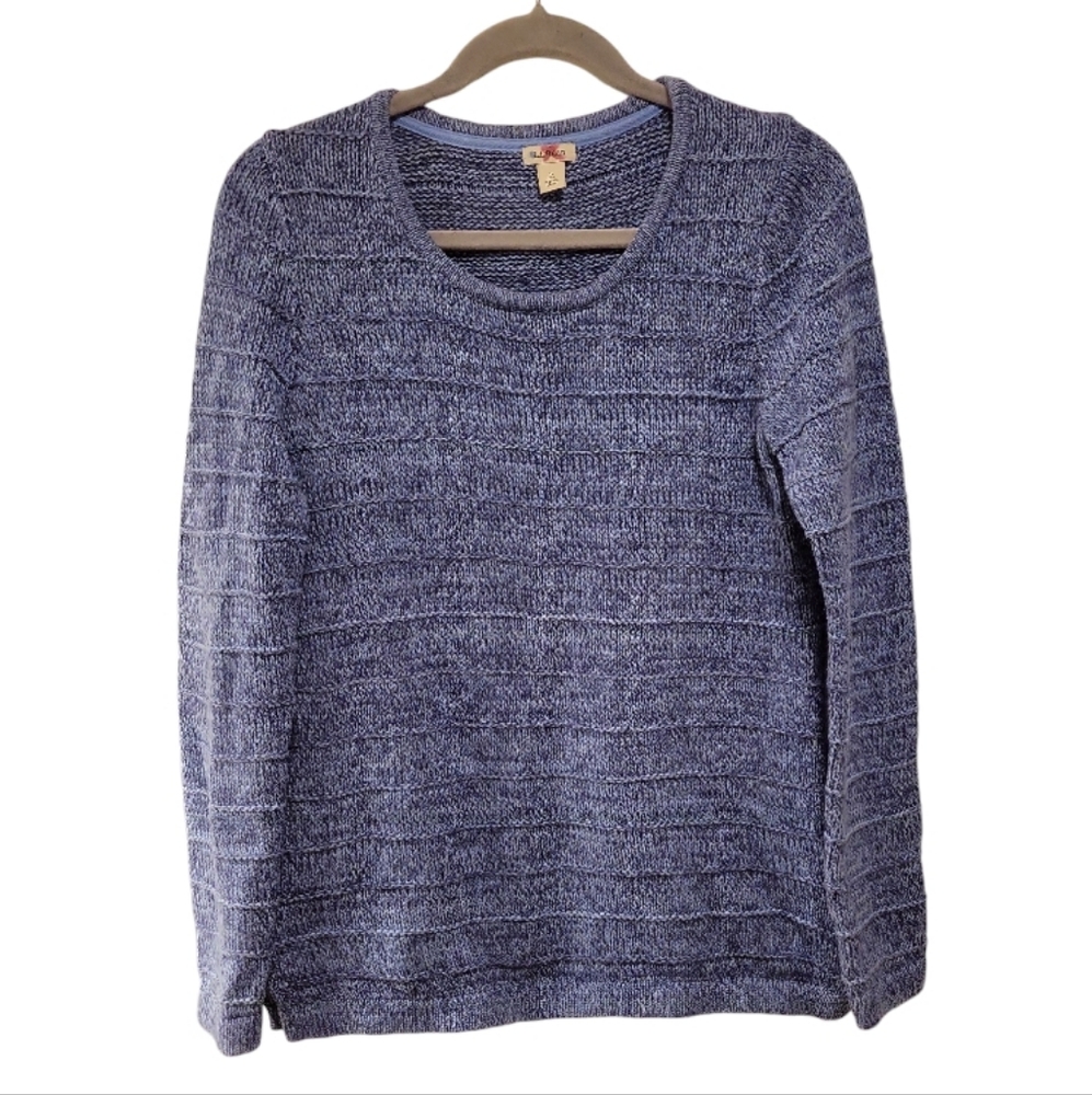 L.L.Bean, Pullover Sweater, V-Neck, Long Sleeve, Blue + White, Women's sz S Reg,